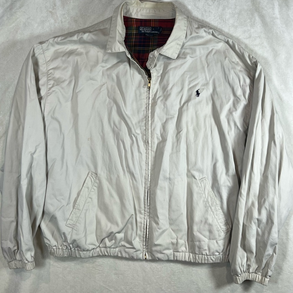 Polo by Ralph Lauren White Harrington Jacket with Navy Pony